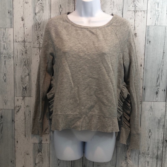 14th & Union Side Ruffle Gray Sweatshirt Small - Picture 1 of 9